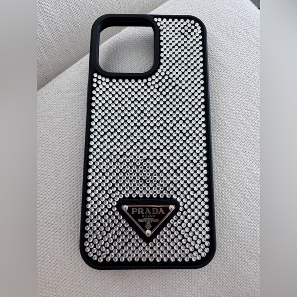 Prada Other - Prada Black Phone Case with Silver Crystal Accents